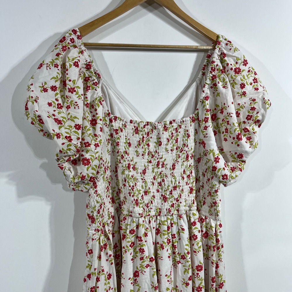 LEA Anthropologie Floral Boho Midi Dress Cotton Linen Cottagecore Womens 2x Chic - Picture 4 of 8